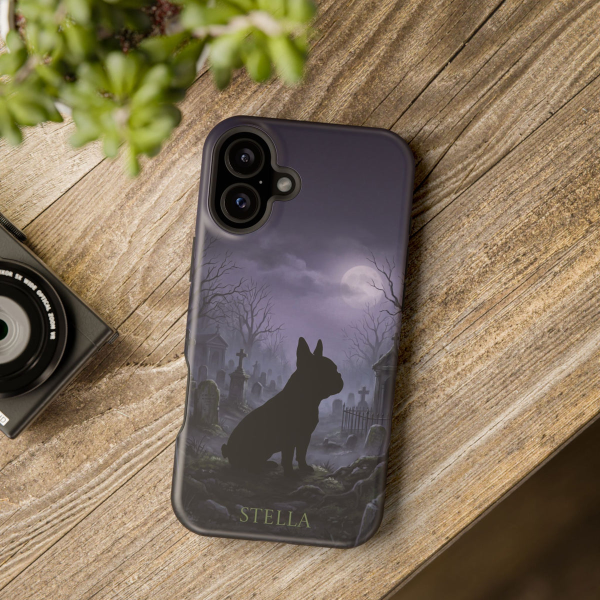 Personalized French Bulldog Moonlit Graveyard Phone Case — Wireless Charging Cover