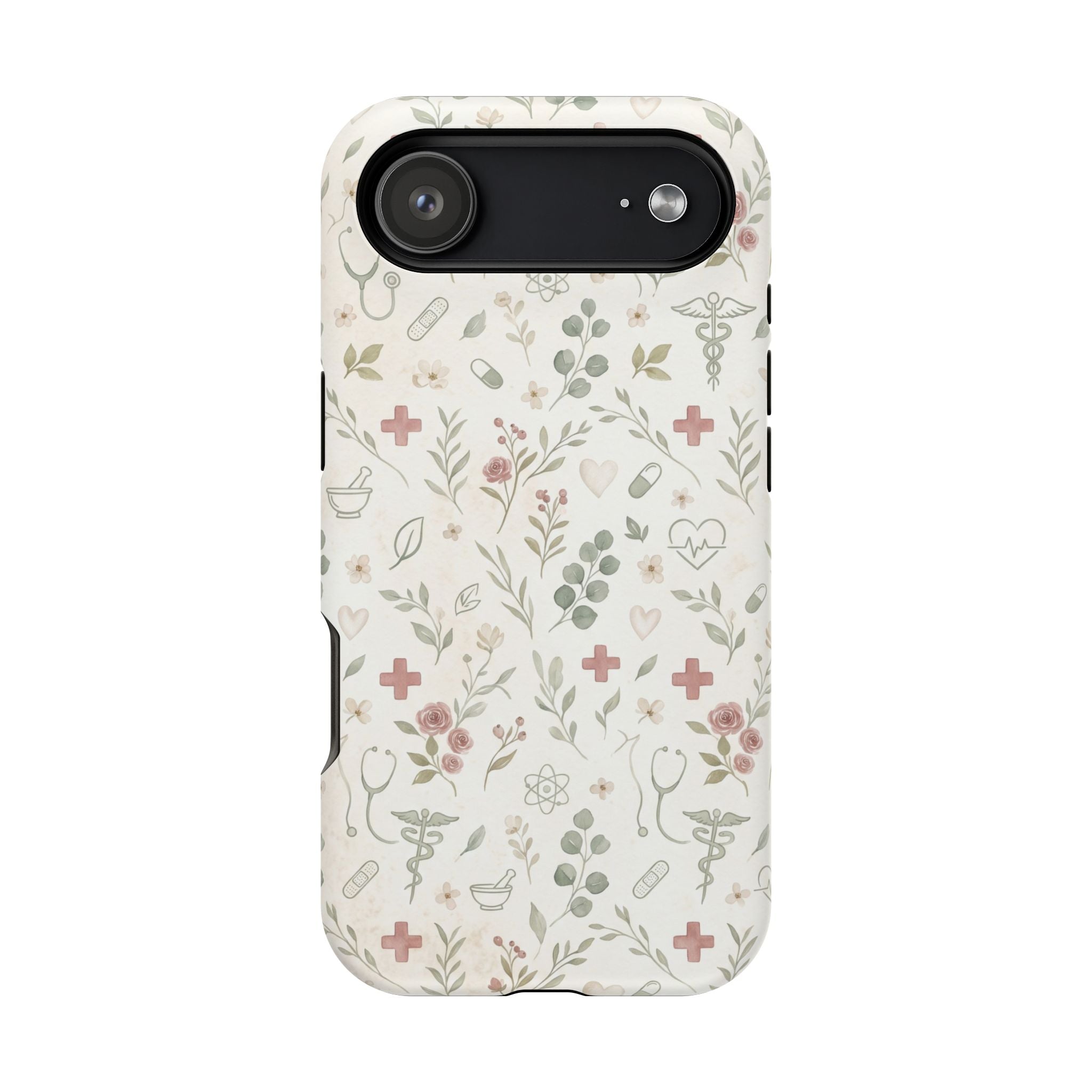 Floral Nurse Phone Case — Impact-Resistant Wireless Charging Cover