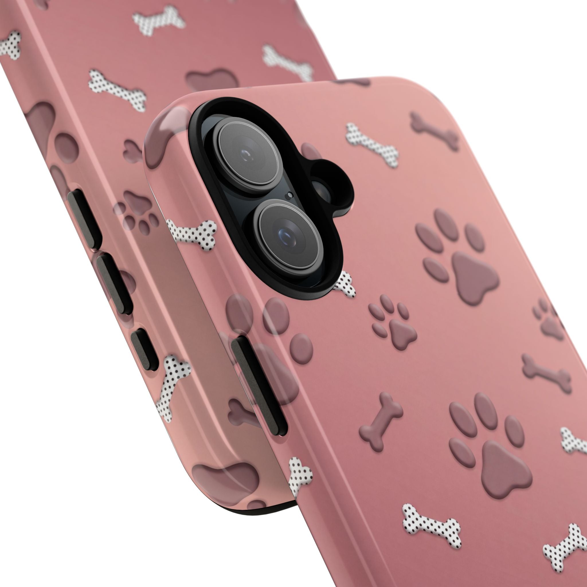 iPhone & Samsung Phone Case | Paw Print & Bone  | Dusty Rose Pattern Case for Frenchie Lovers