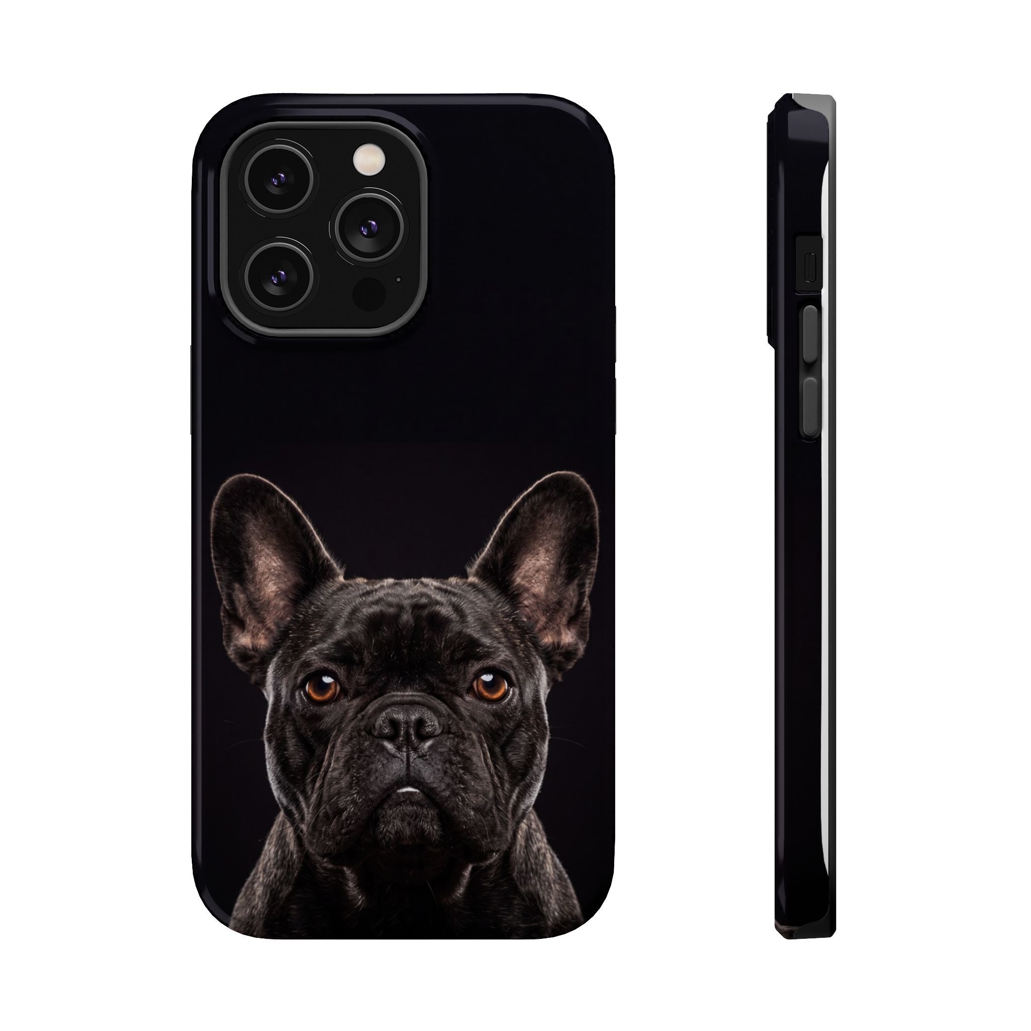Black French Bulldog Phone Case — Impact-Resistant Wireless Charging Cover