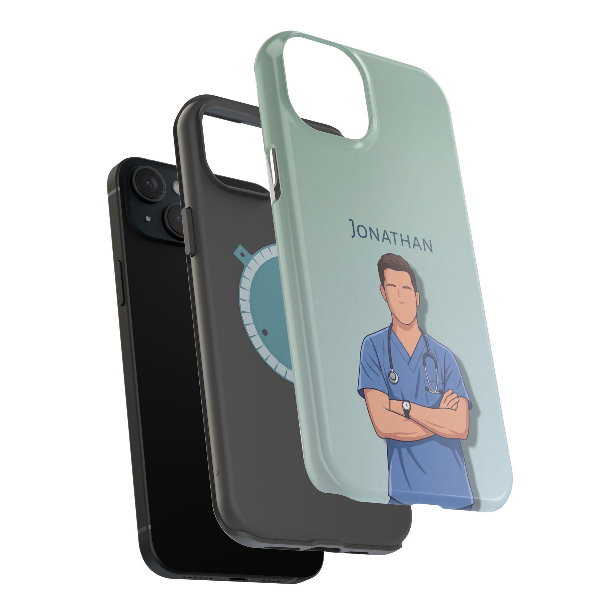 Personalized Nurse Portrait Phone Case — Impact-Resistant Wireless Charging Cover