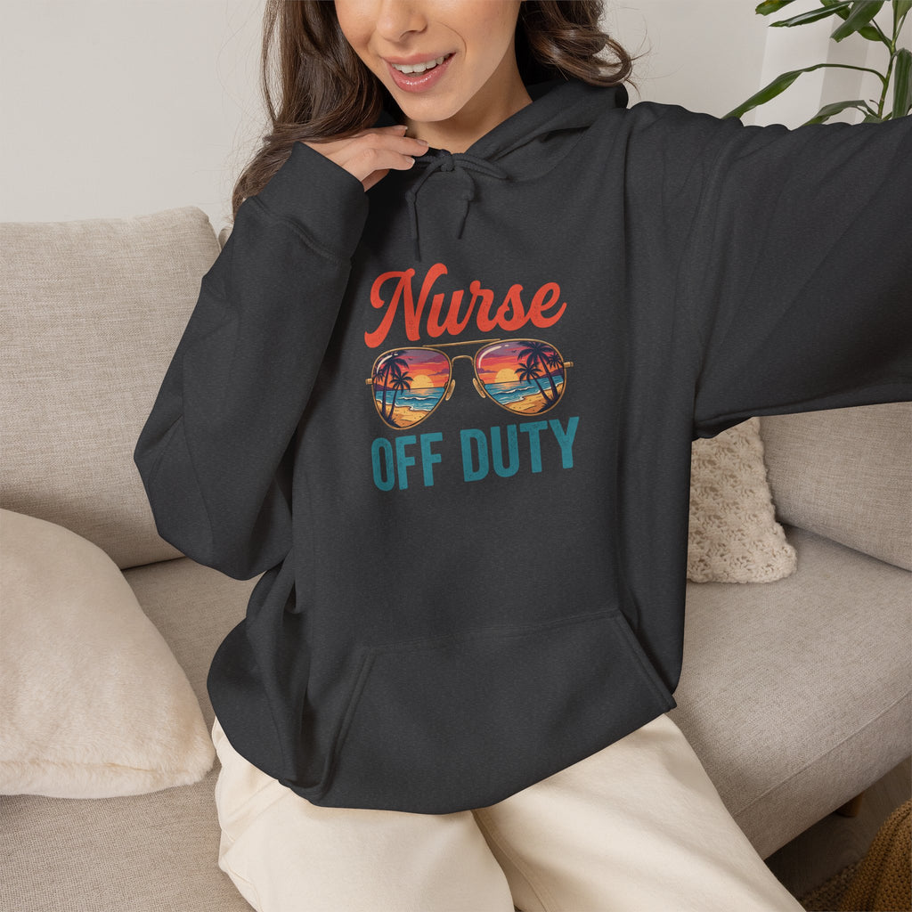 Nurse Off Duty Hoodie — Beach Vacation Nurse Graphic Pullover