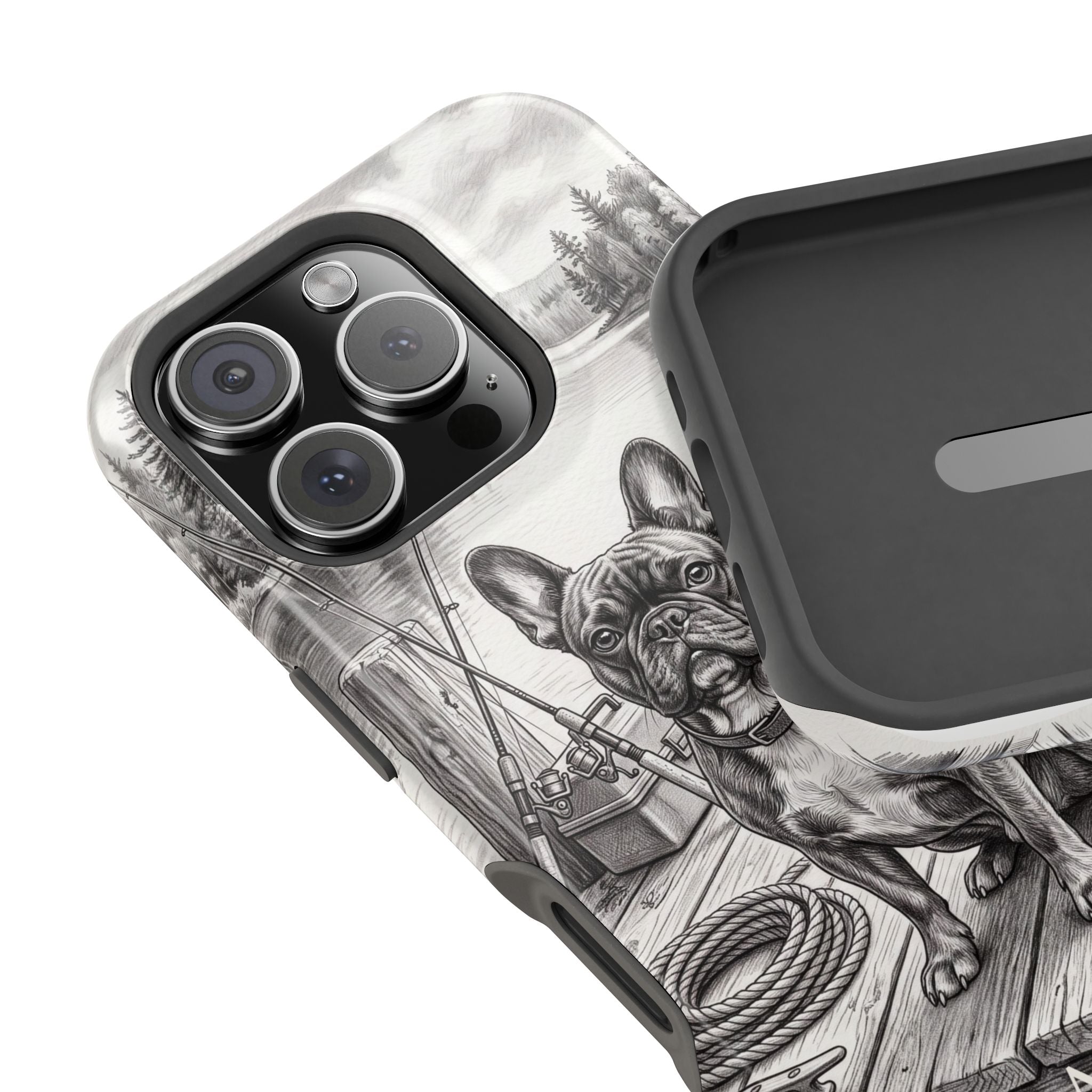 Personalized French Bulldog Lakeside Dock Phone Case — Wireless Charging Cover