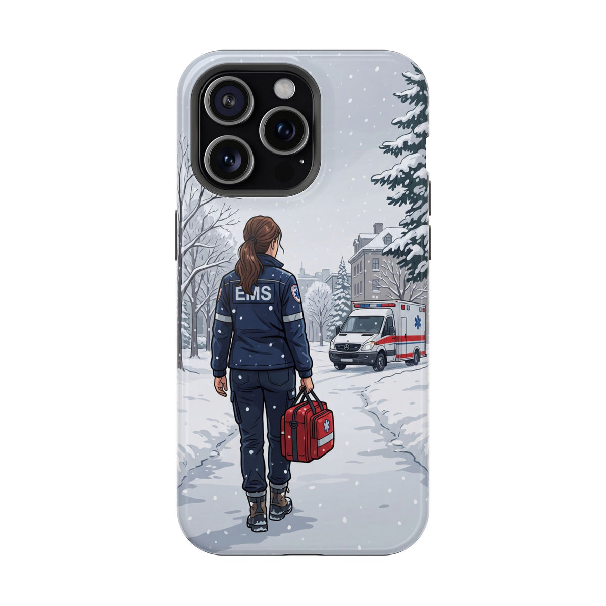 Paramedic/EMT Winter Phone Case — Magnetic Wireless Charging Cover