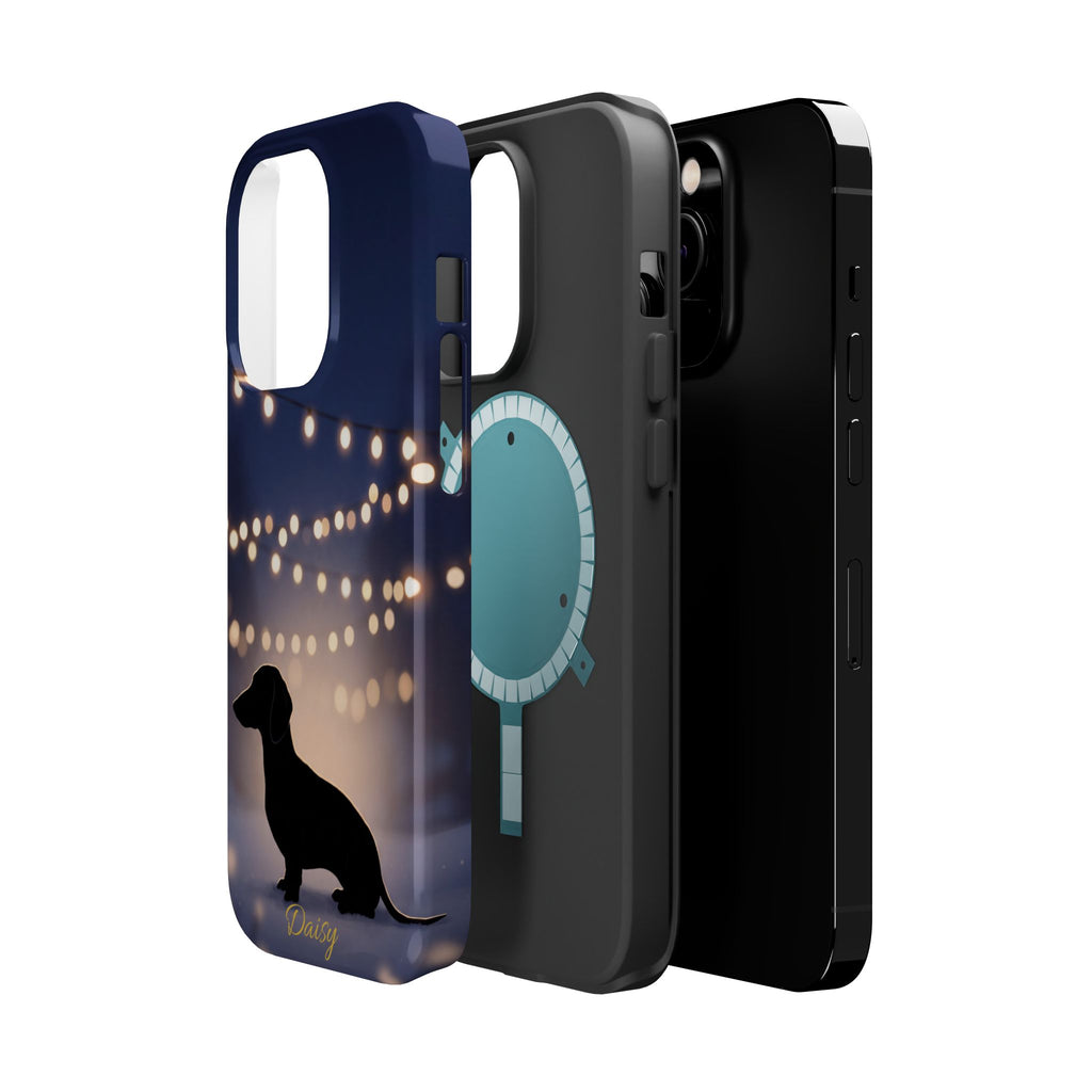 Personalized Dachshund Fairy Lights Phone Case — Wireless Charging Cover