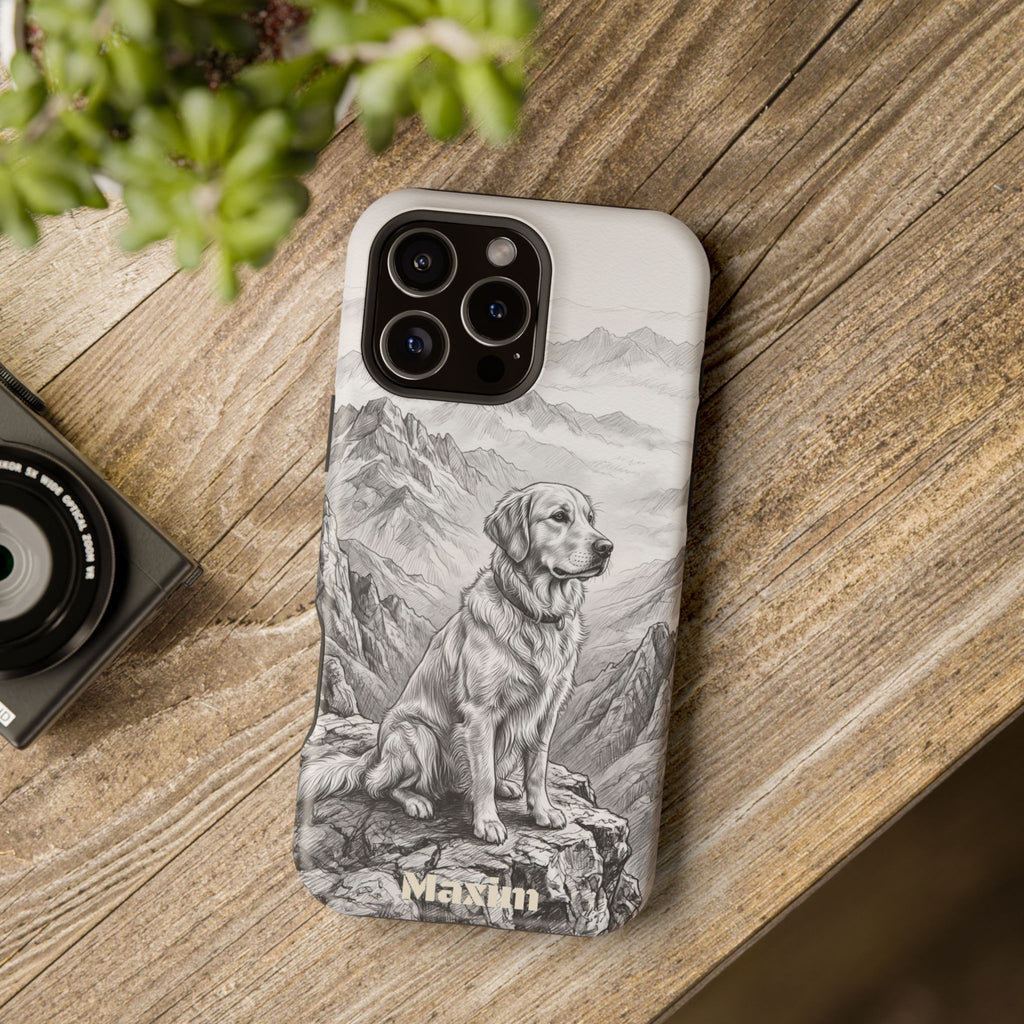 Personalized Golden Retriever Mountain Peak Phone Case — Wireless Charging Cover