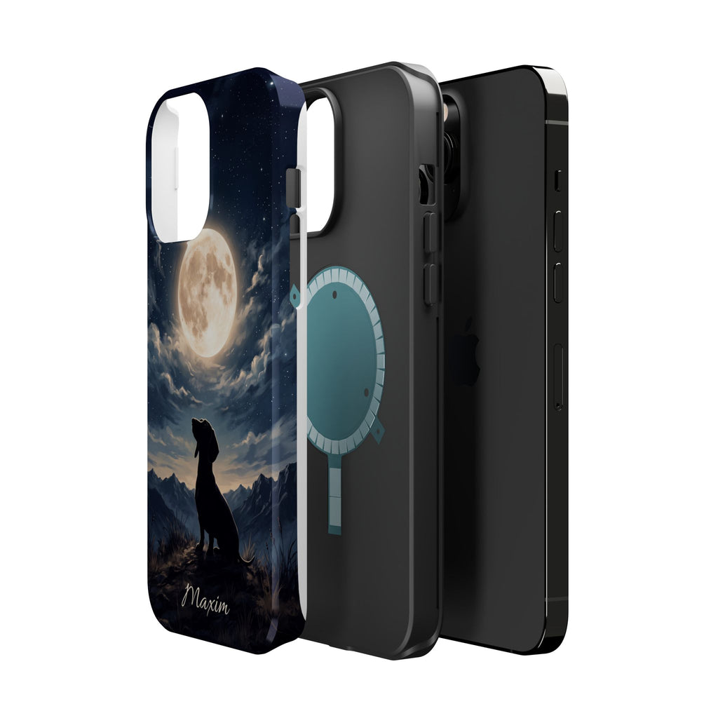 Personalized Dachshund Moonlight Phone Case — Wireless Charging Cover