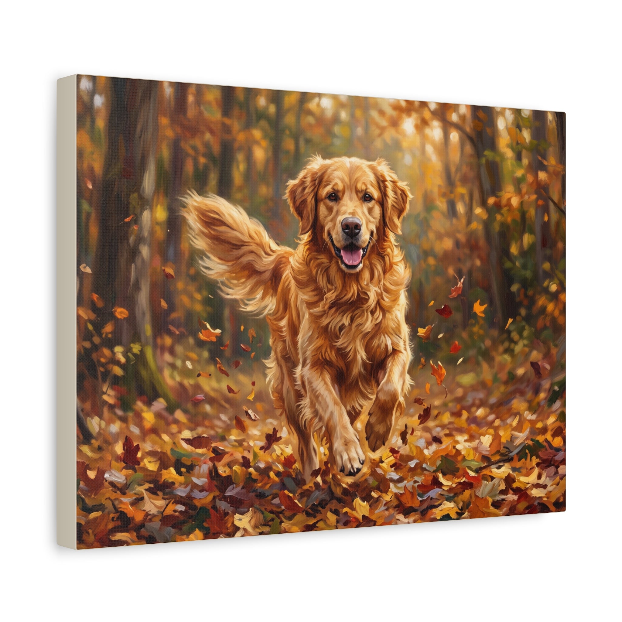 Golden Retriever Autumn Canvas — Stretched Matte Wall Art