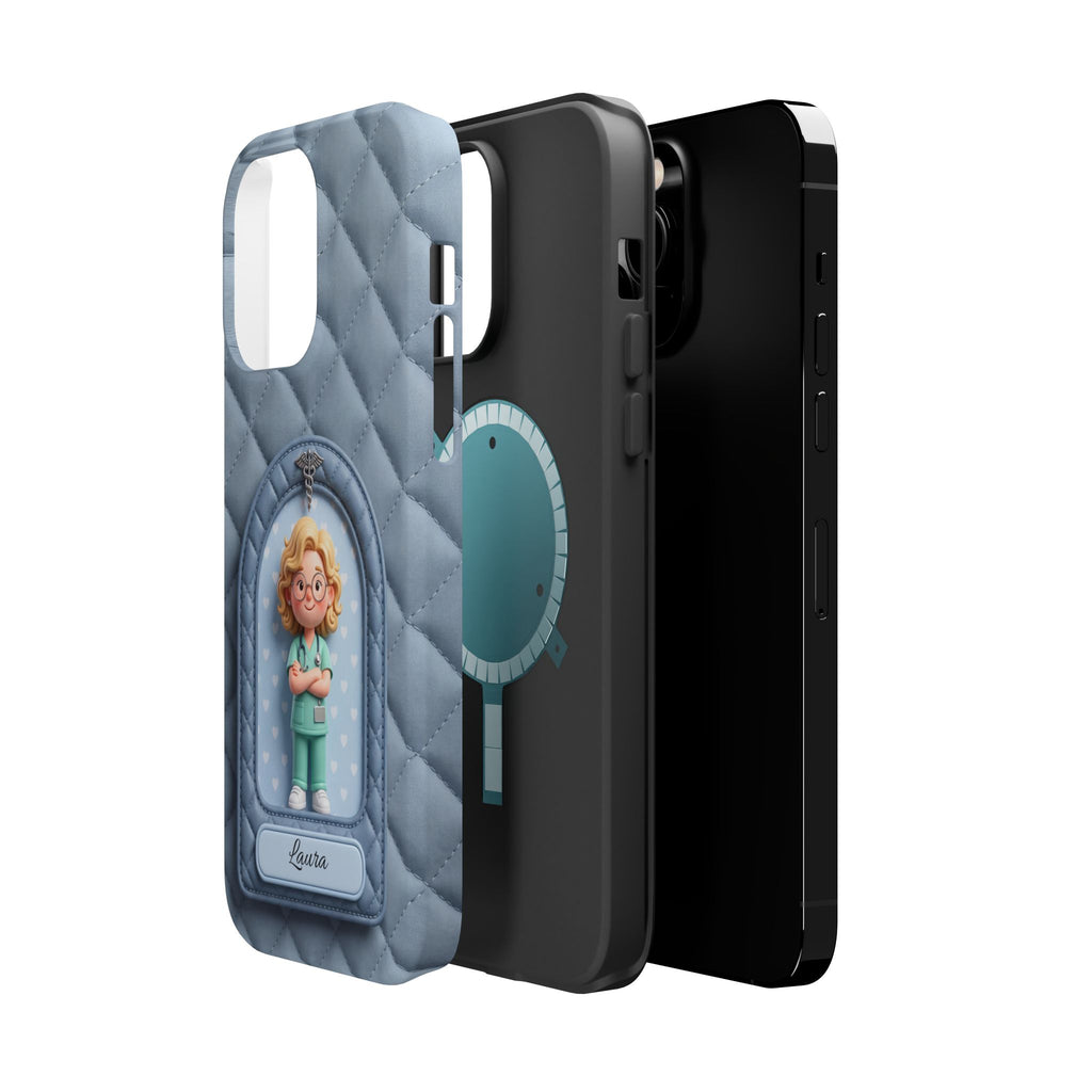 Personalized Quilted Nurse Phone Case — Wireless Charging Cover