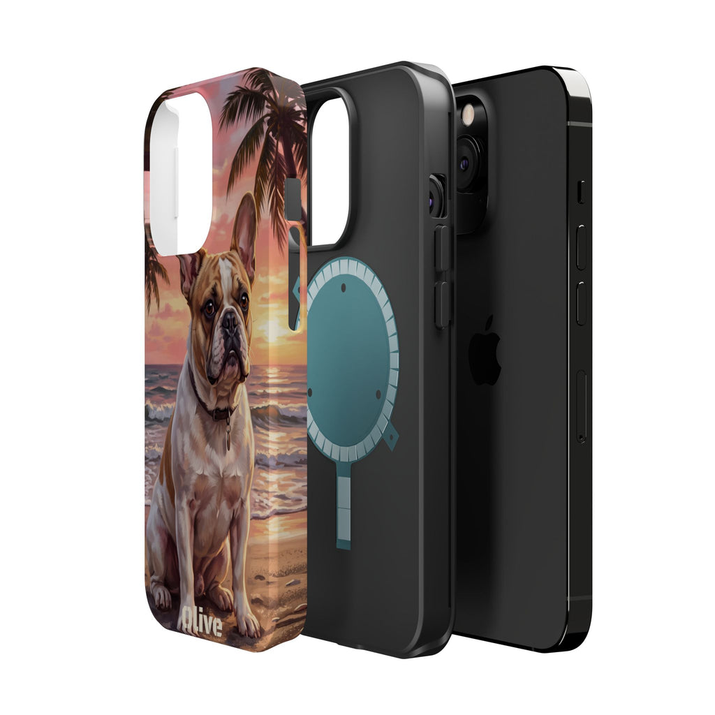 Personalized French Bulldog Beach Portrait Phone Case — Wireless Charging Cover