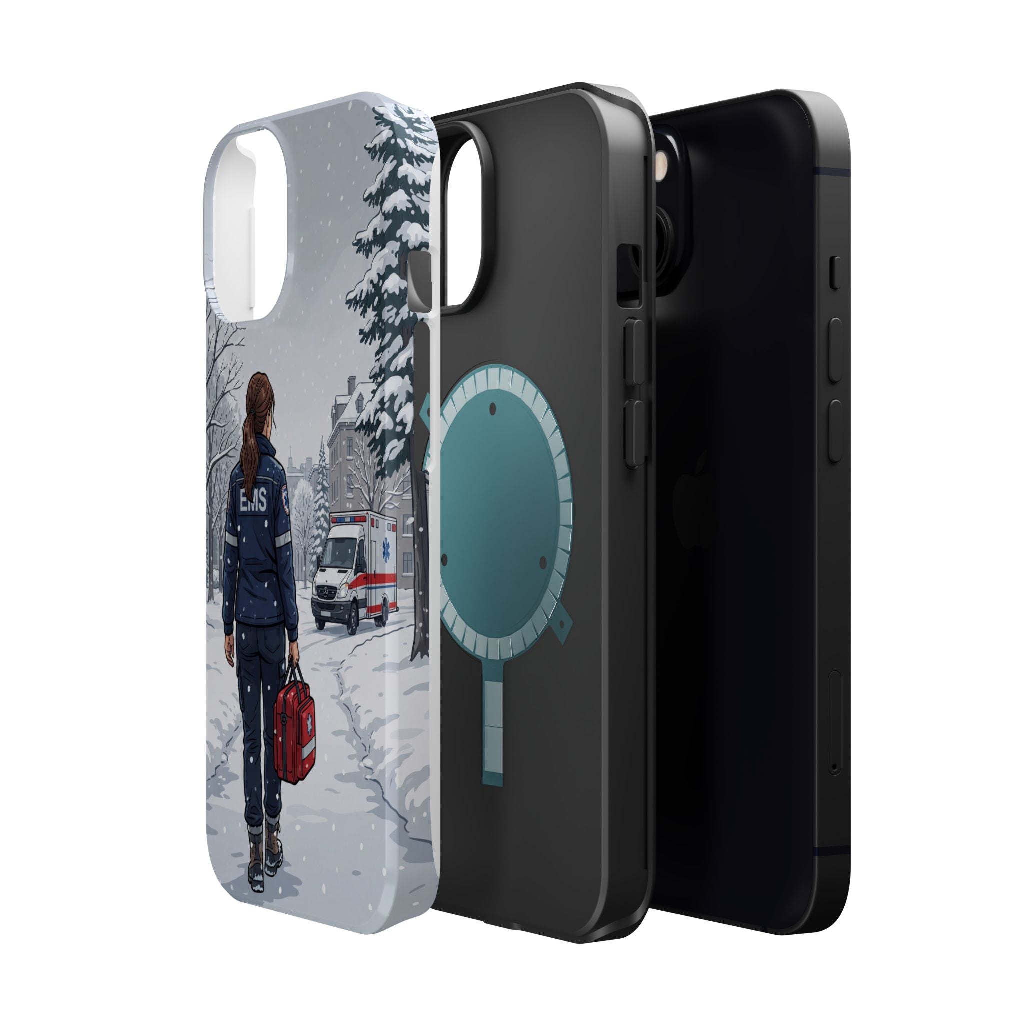 Paramedic/EMT Winter Phone Case — Magnetic Wireless Charging Cover