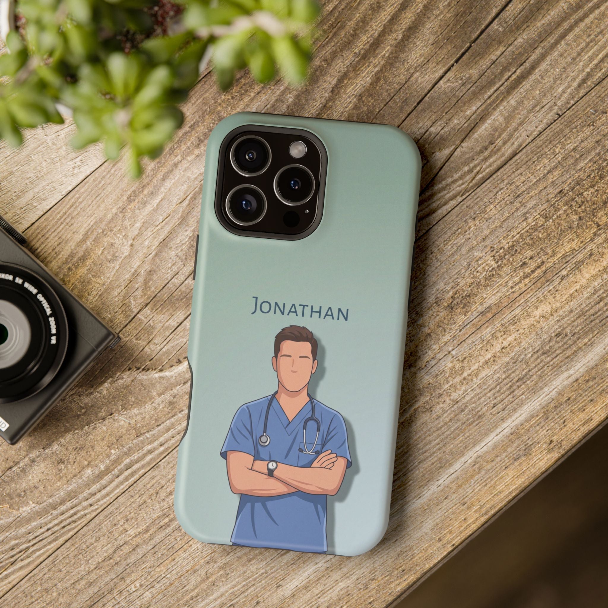 Personalized Nurse Portrait Phone Case — Impact-Resistant Wireless Charging Cover