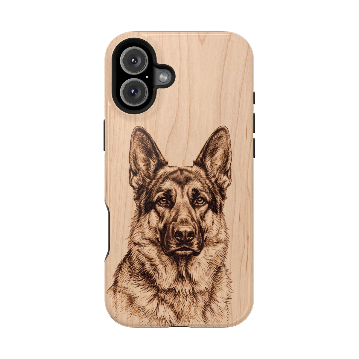 German Shepherd Phone Case | Pyrography Art — Tough Magnetic Case with Wireless Charging