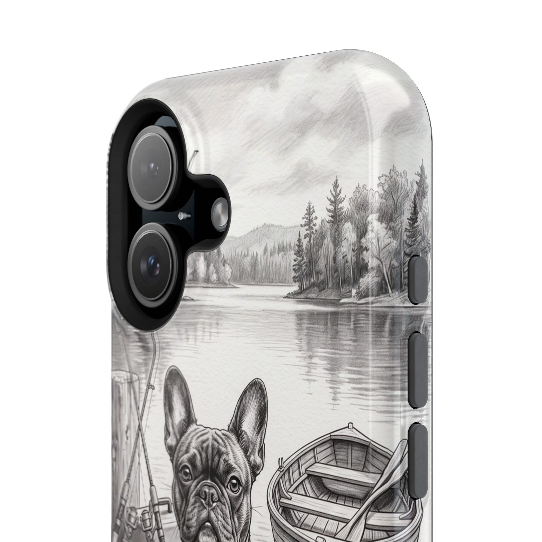 Personalized French Bulldog Lakeside Dock Phone Case — Wireless Charging Cover
