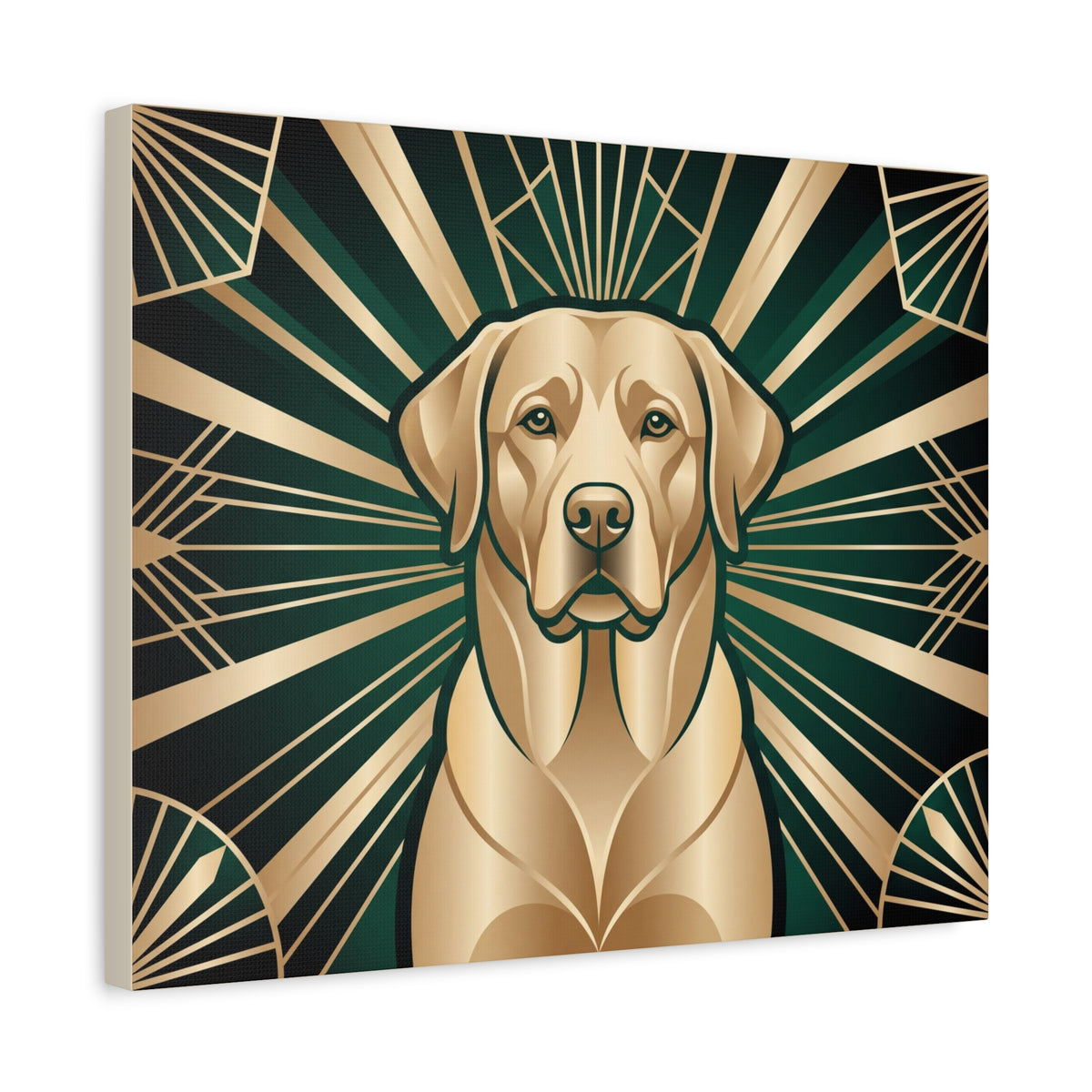 Labrador Canvas | Art Deco Emerald & Gold Wall Art