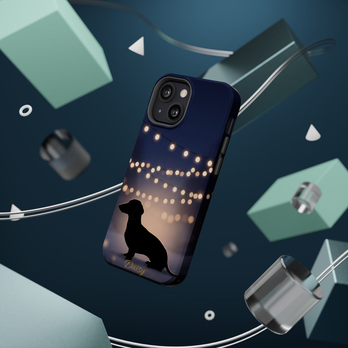 Personalized Dachshund Fairy Lights Phone Case — Wireless Charging Cover