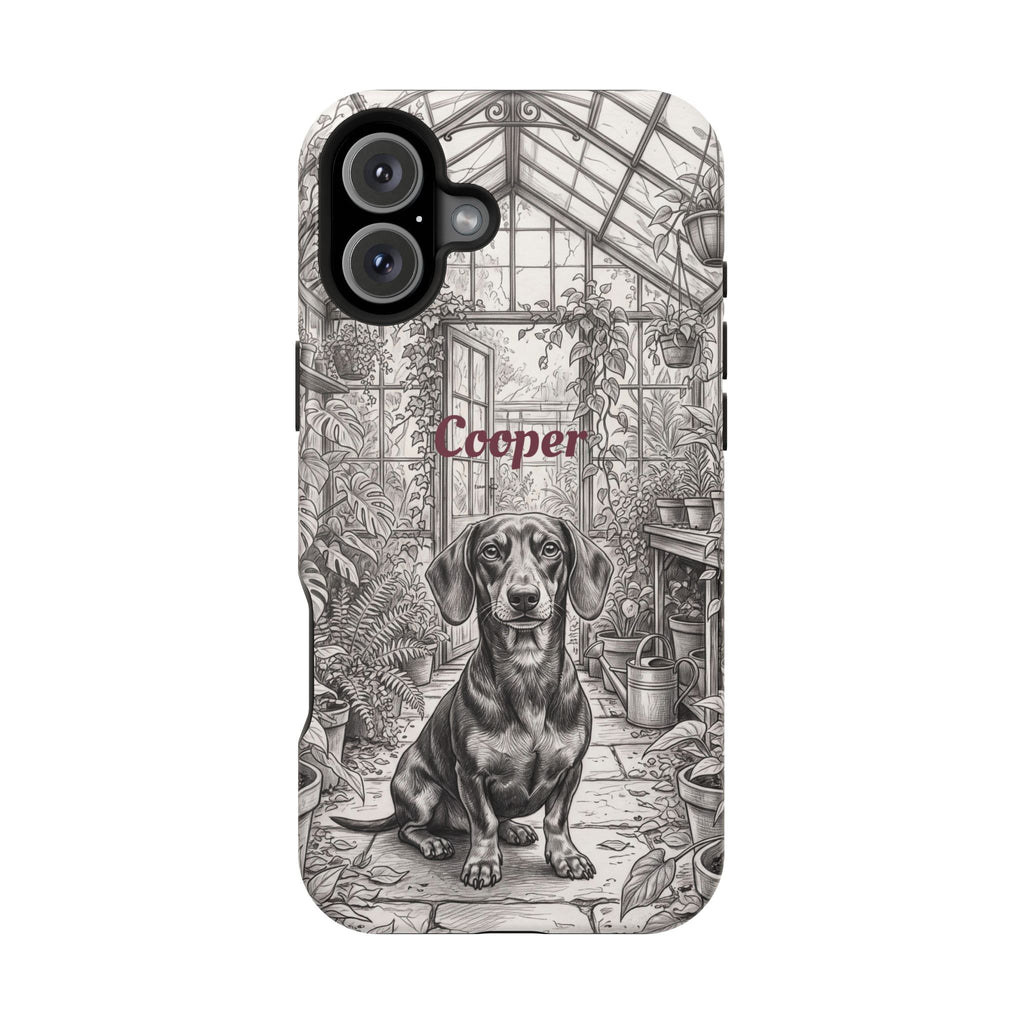 Personalized Dachshund Vintage Greenhouse Phone Case — Wireless Charging Cover
