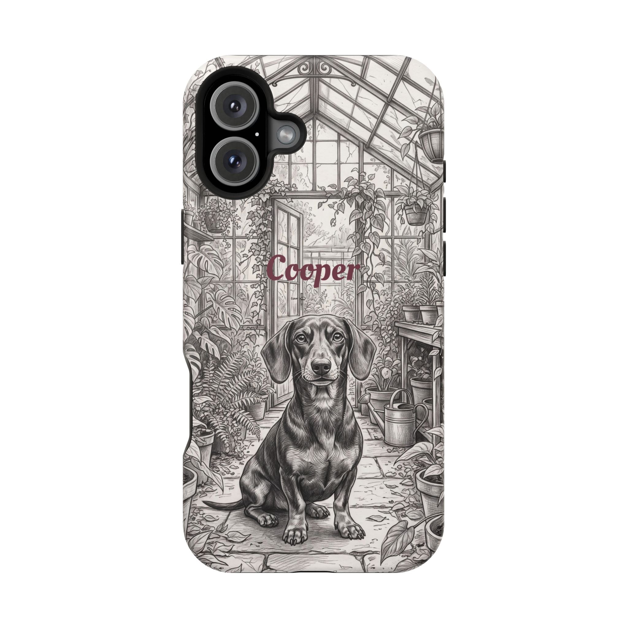 Personalized Dachshund Vintage Greenhouse Phone Case — Wireless Charging Cover