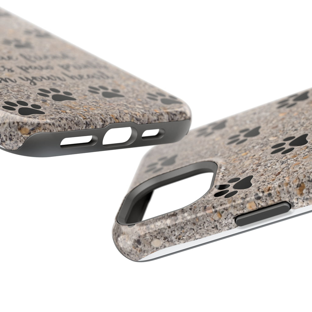 "A True Friend Leaves Paw Prints On Your Heart" Phone Case | Sentimental Stone-Texture Dog Paw Print Case | iPhone & Samsung