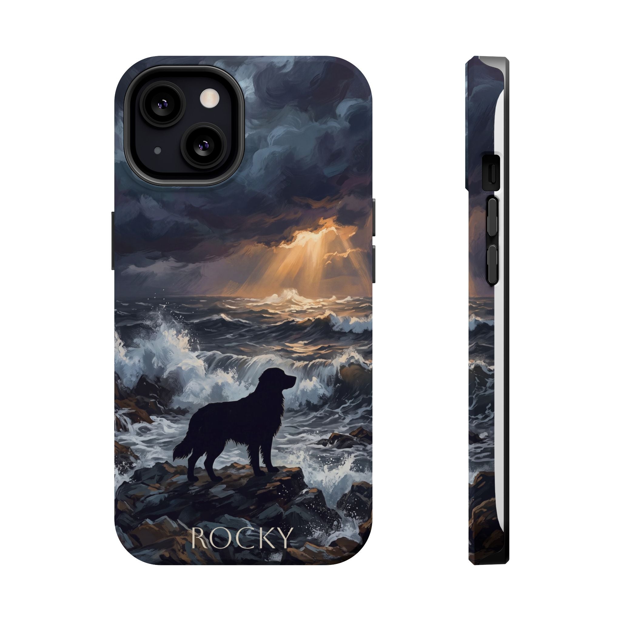 Personalized Golden Retriever Stormy Sea Phone Case — Wireless Charging Cover