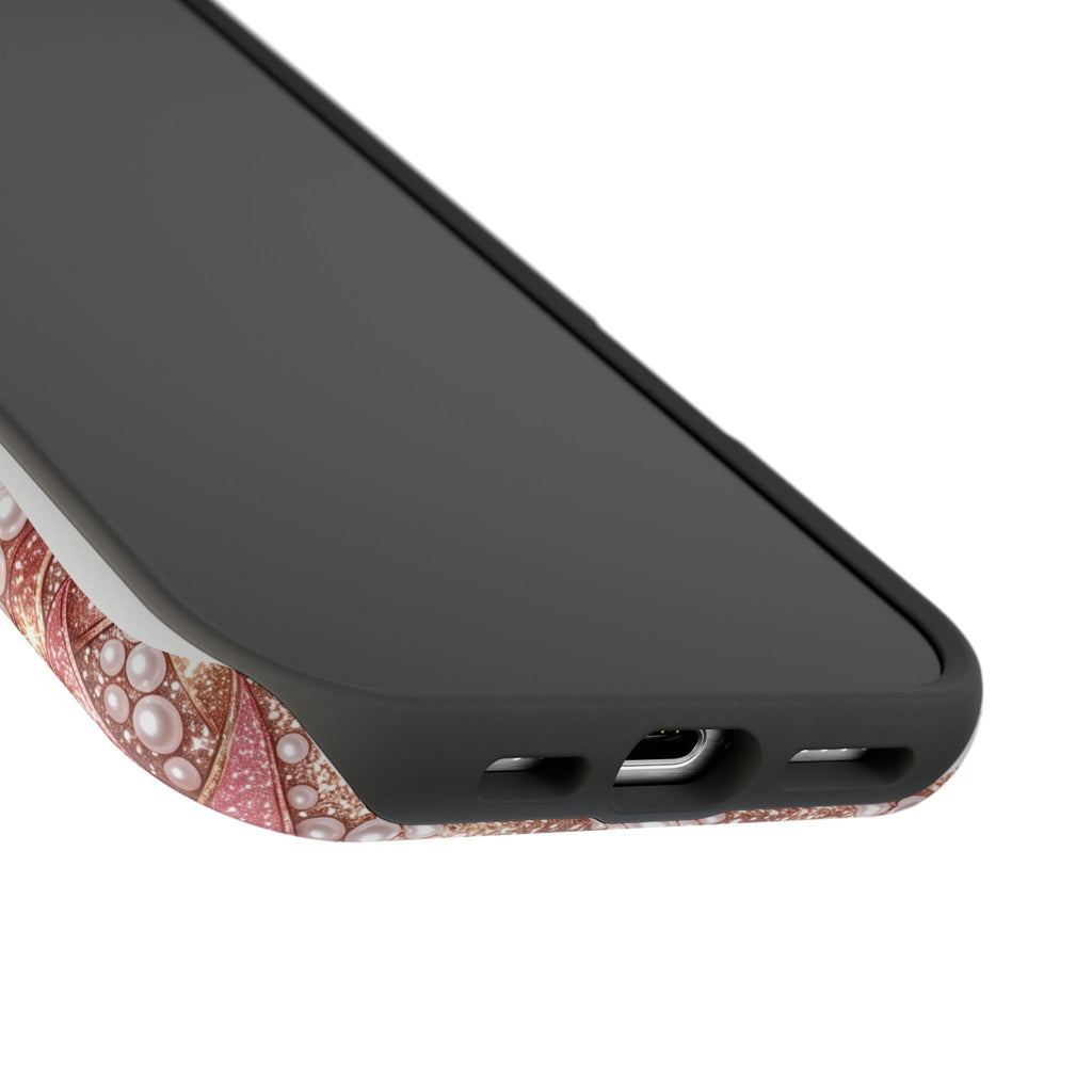 Rose Gold Glitter Bow Personalized Teacher Phone Case — Wireless Charging Cover