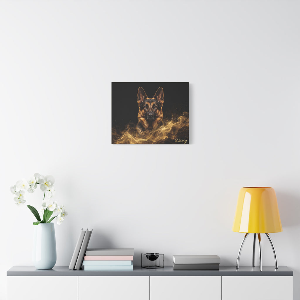 German Shepherd Personalized Canvas | Golden Smoke Wall Art