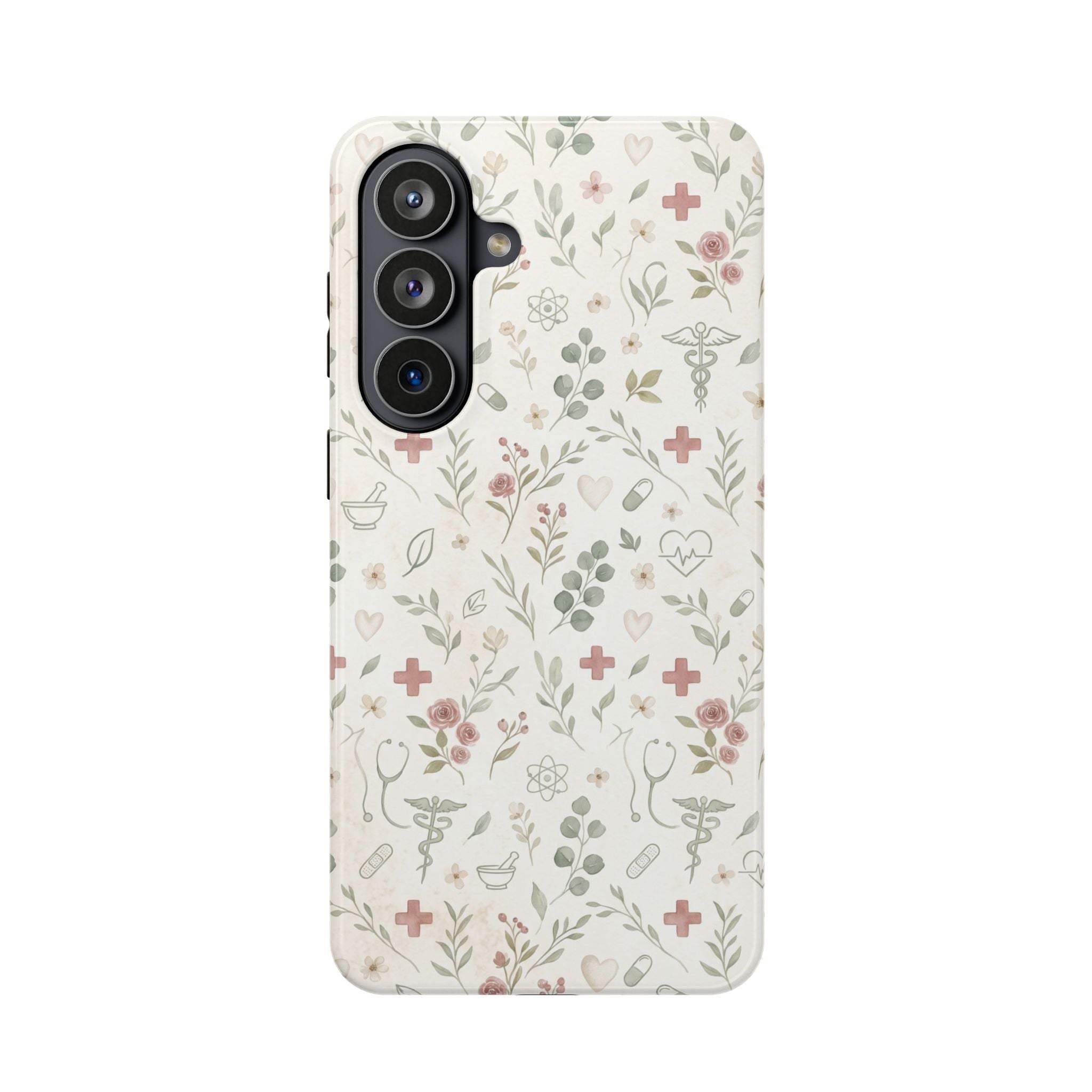 Floral Nurse Phone Case — Impact-Resistant Wireless Charging Cover
