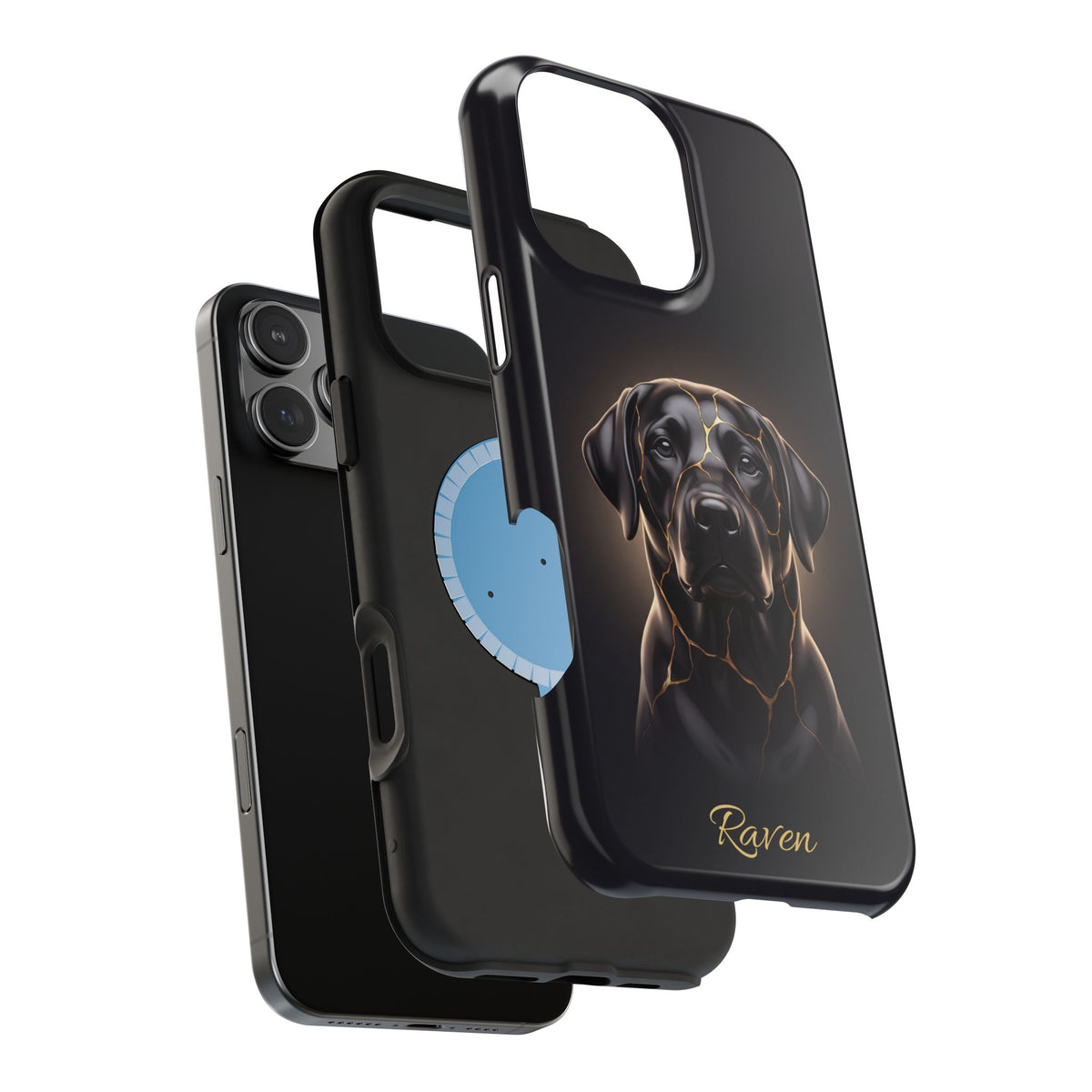 Personalized Obsidian Kintsugi Labrador Phone Case — Tough Magnetic Case with Wireless Charging