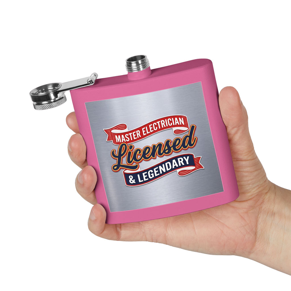 Flask — "Master Electrician: Licensed & Legendary" (Crest Edition) 6oz Stainless Steel Hip Flask
