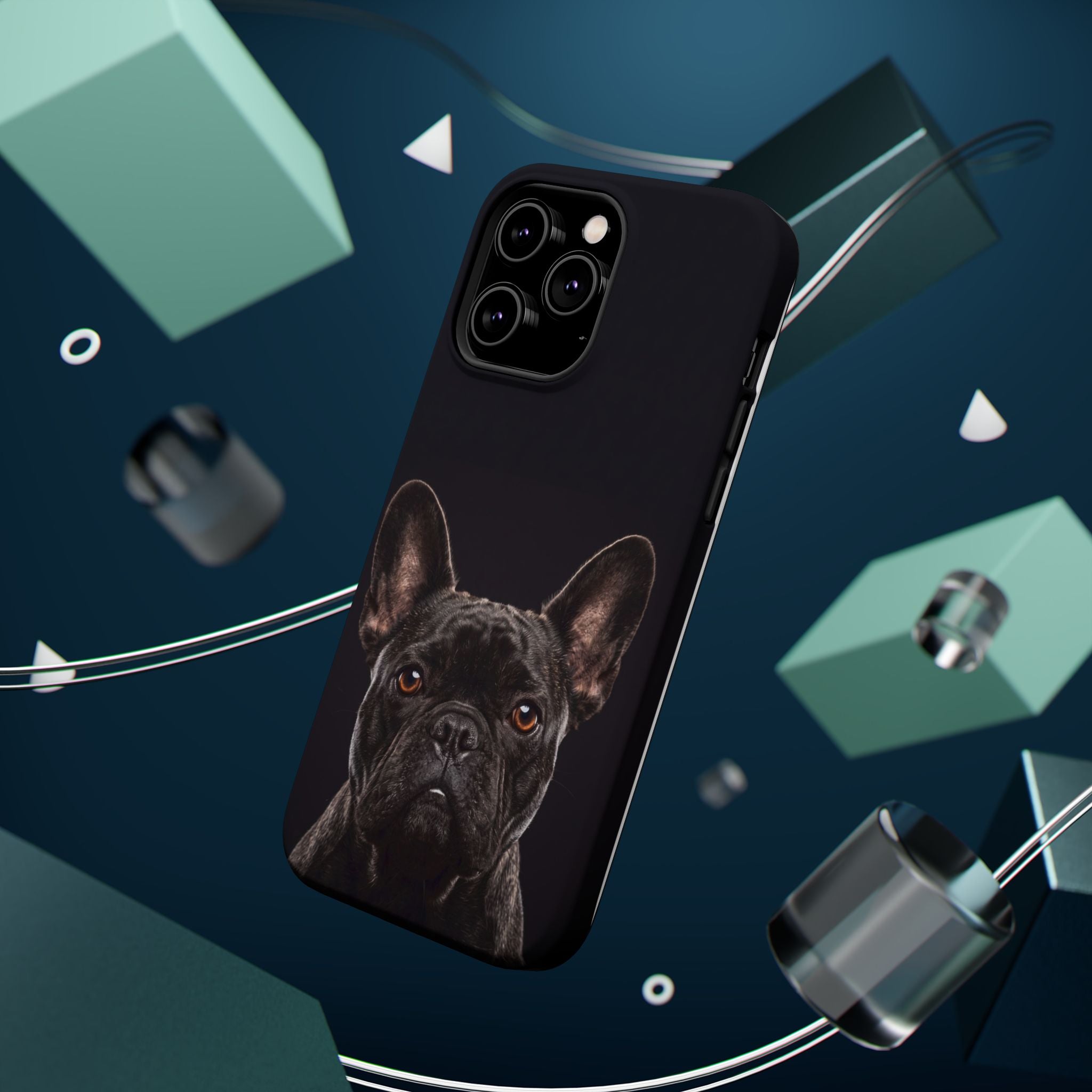 Black French Bulldog Phone Case — Impact-Resistant Wireless Charging Cover
