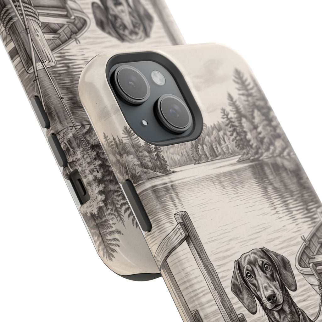 Personalized Dachshund Sunset Beach Phone Case — Wireless Charging Cover