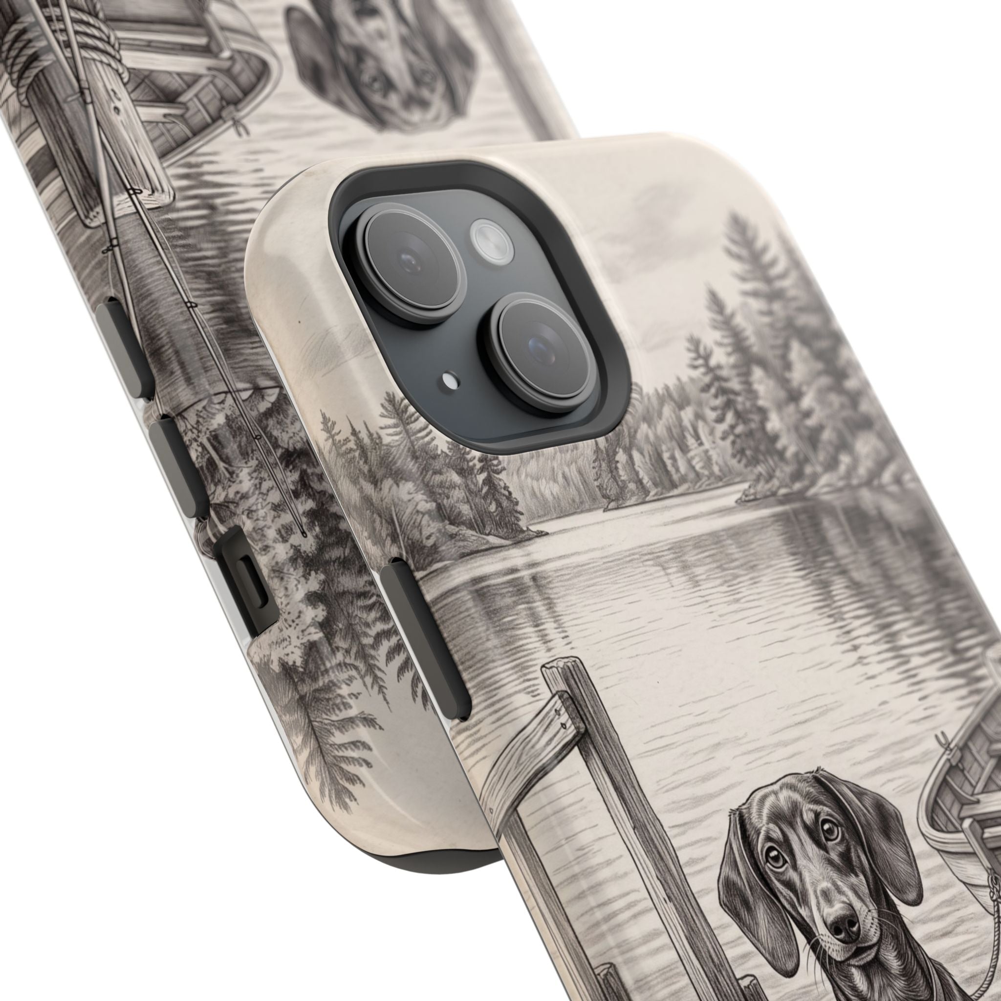 Personalized Dachshund Sunset Beach Phone Case — Wireless Charging Cover