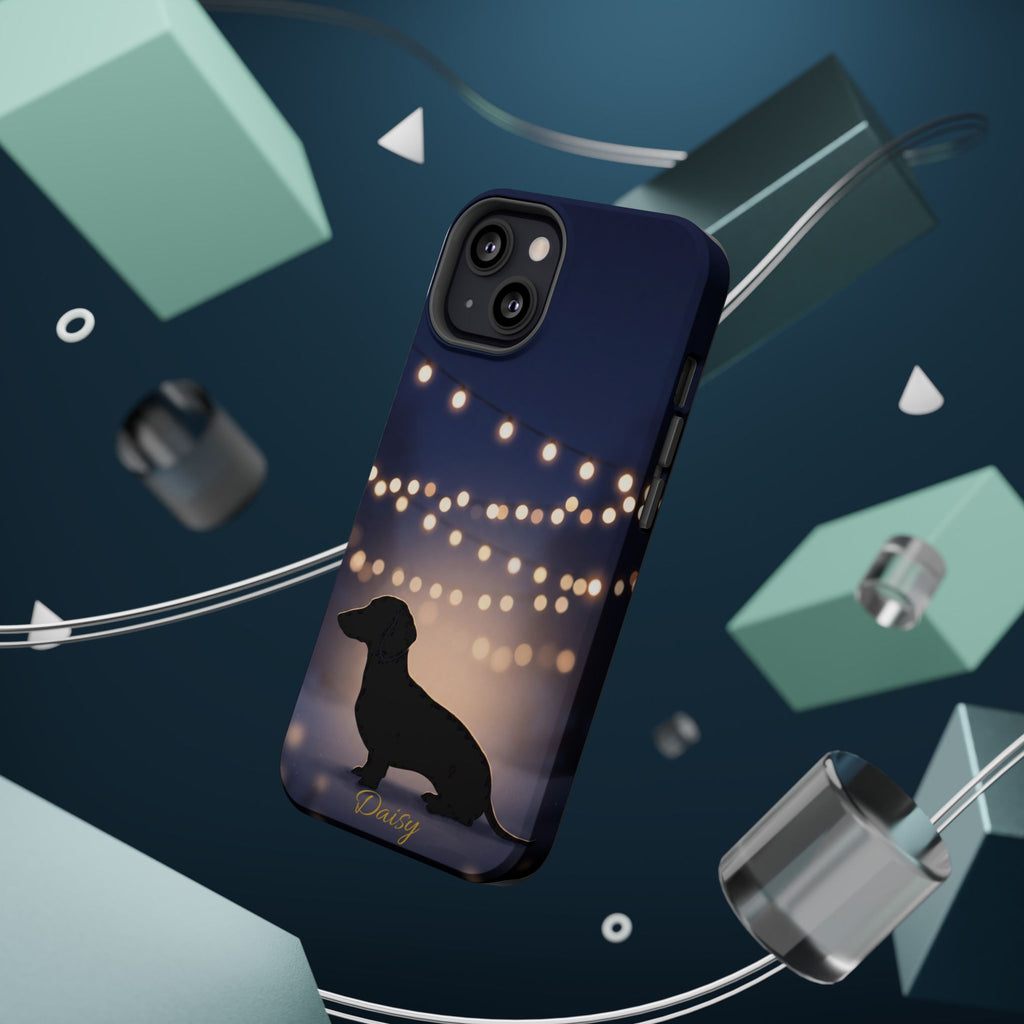 Personalized Dachshund Fairy Lights Phone Case — Wireless Charging Cover