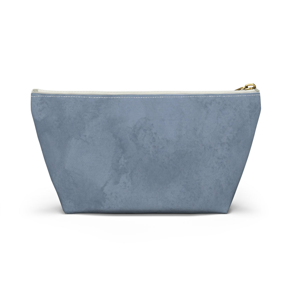 RN Floral Caduceus Dusty Blue Accessory Pouch — T-Bottom Zipper Bag