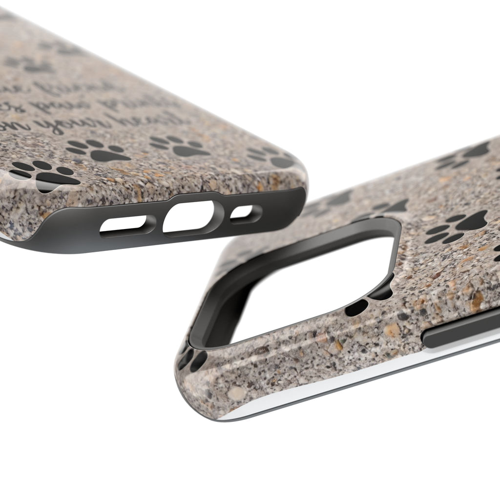"A True Friend Leaves Paw Prints On Your Heart" Phone Case | Sentimental Stone-Texture Dog Paw Print Case | iPhone & Samsung