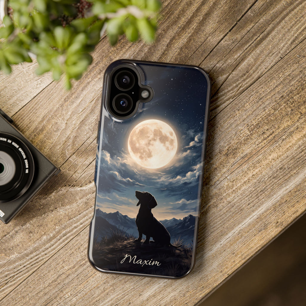 Personalized Dachshund Moonlight Phone Case — Wireless Charging Cover