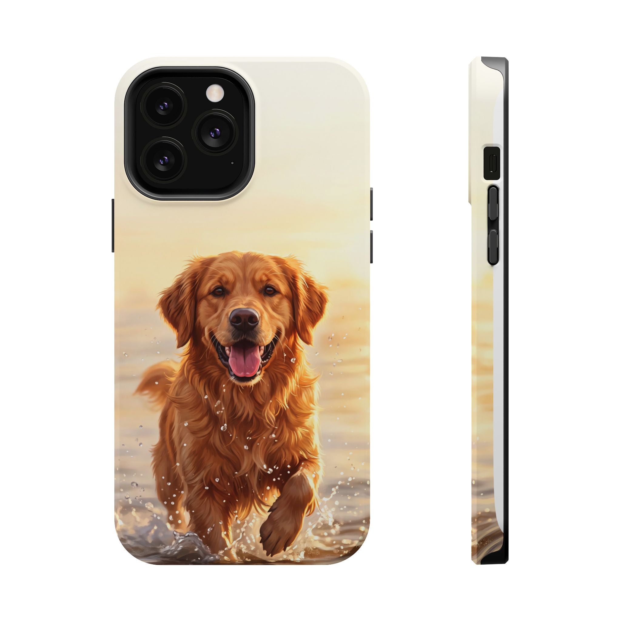 Beach Golden Retriever Phone Case — Impact-Resistant Wireless Charging Cover