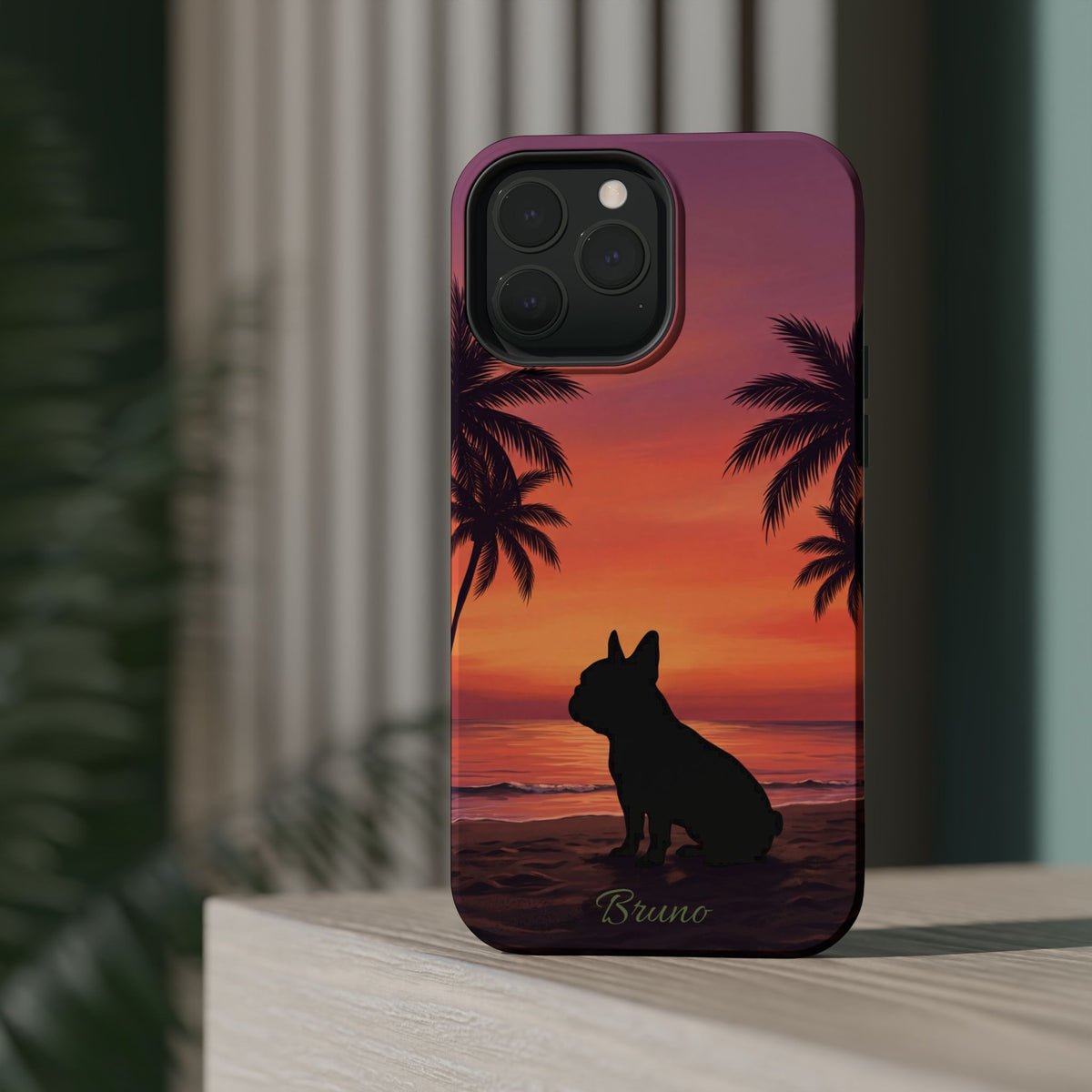 Personalized French Bulldog Tropical Beach Phone Case — Wireless Charging Cover