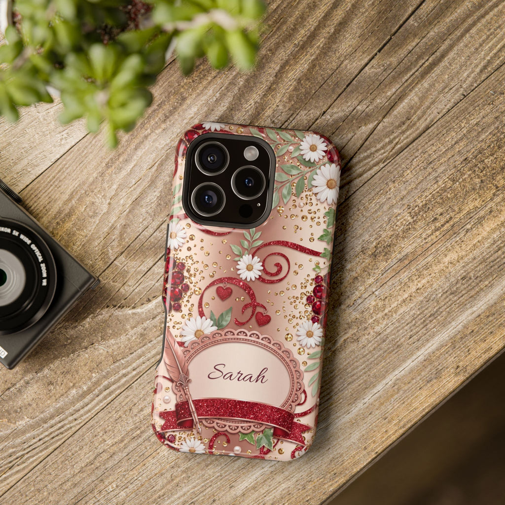 Personalized Vintage Floral Teacher Phone Case — Wireless Charging Cover