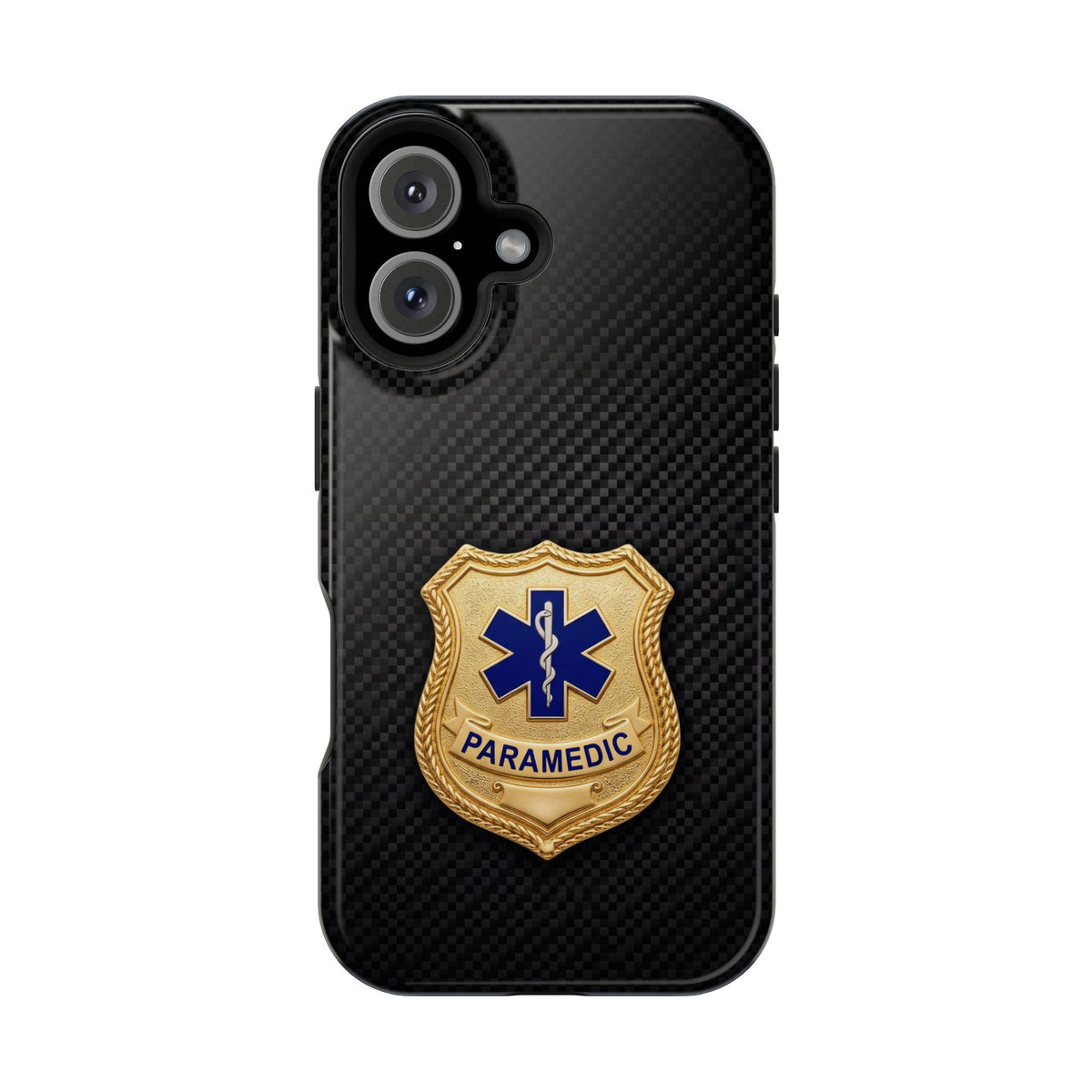 Gold Paramedic Badge Black Phone Case — Magnetic Wireless Charging Cover