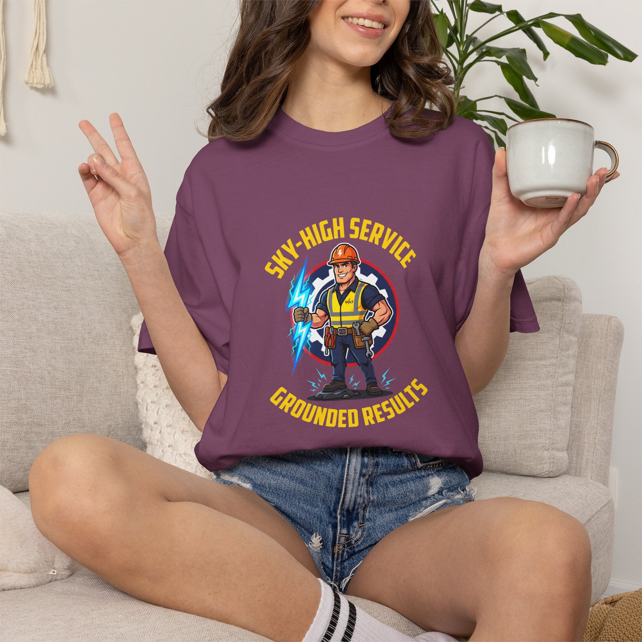 Sky-High Service Grounded Results Electrician T-Shirt
