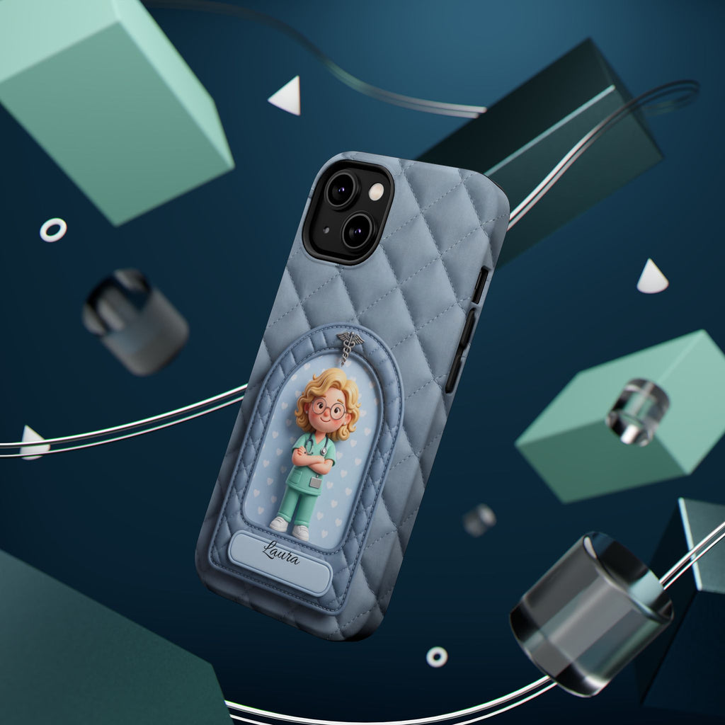 Personalized Quilted Nurse Phone Case — Wireless Charging Cover