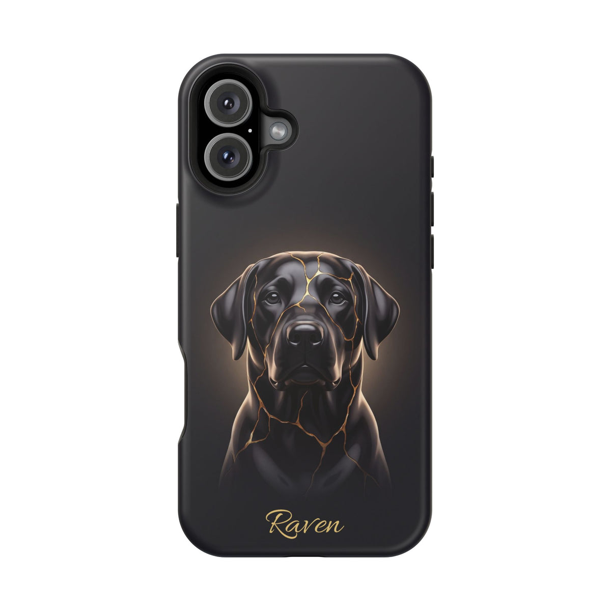 Personalized Obsidian Kintsugi Labrador Phone Case — Tough Magnetic Case with Wireless Charging