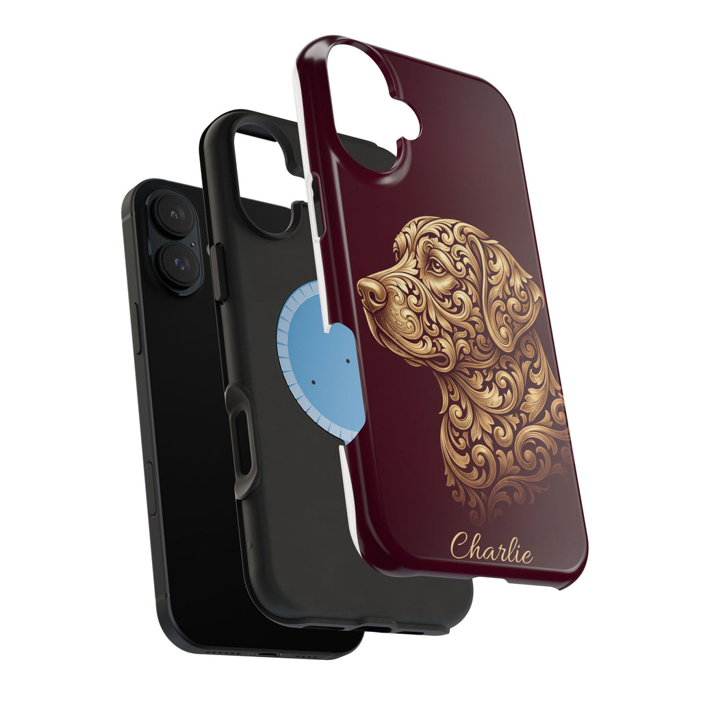 Personalized Gold Filigree Labrador Phone Case — Tough Magnetic Case with Wireless Charging