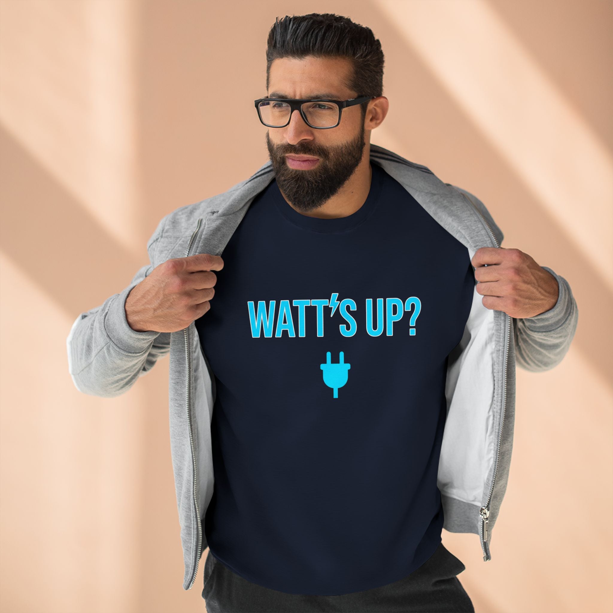Watt's Up Electrician Sweatshirt | Funny Electrician Gift Crewneck