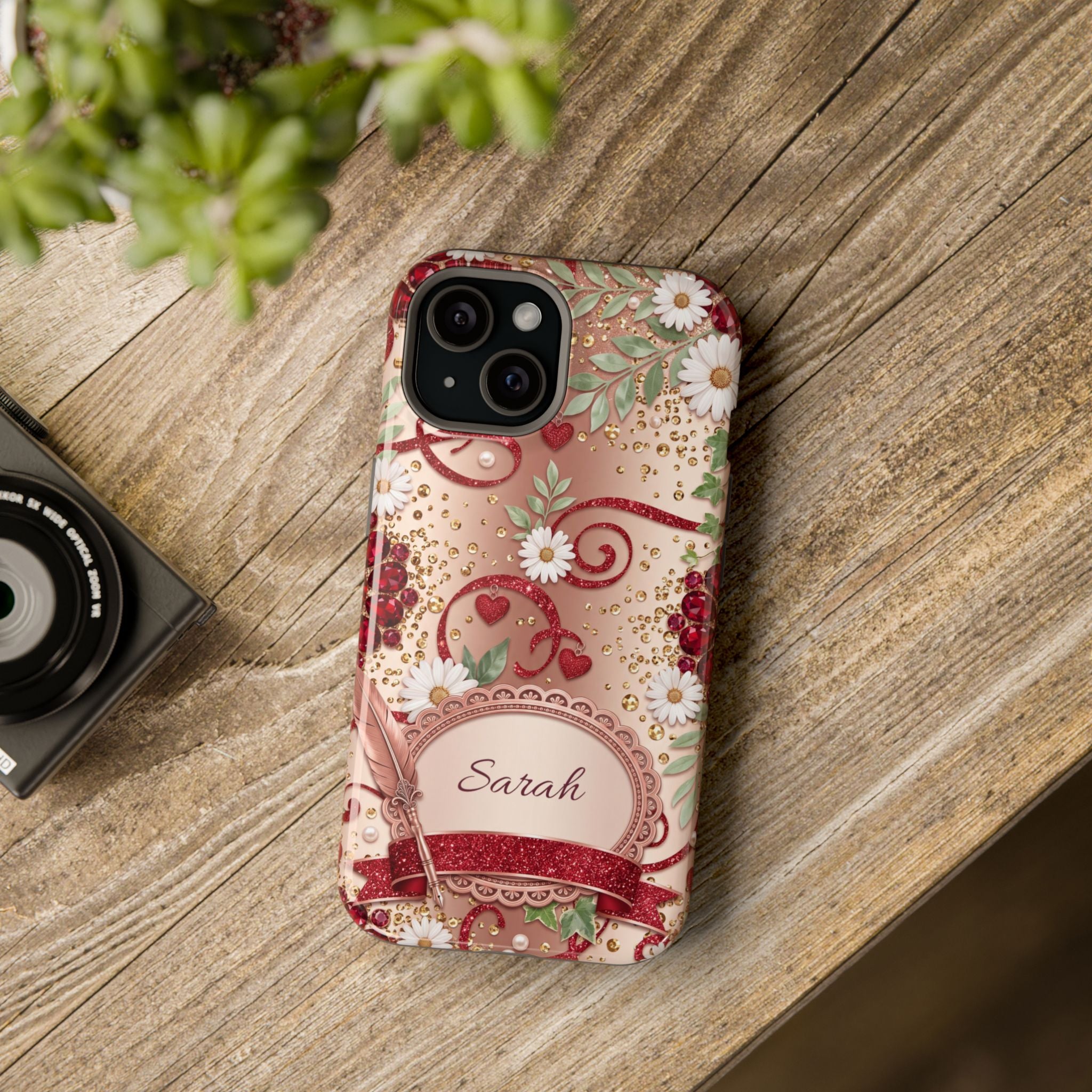 Personalized Vintage Floral Teacher Phone Case — Wireless Charging Cover