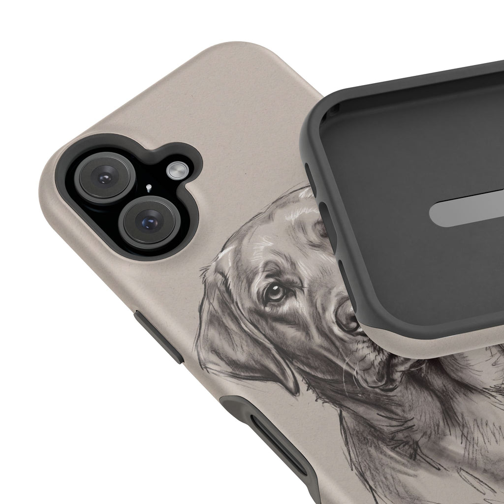 Charcoal Sketch Labrador Phone Case — Tough Magnetic Case with Wireless Charging