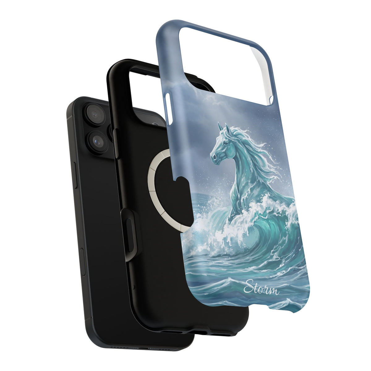 Personalized Ocean Wave Horse Phone Case — Tough Magnetic Case with Wireless Charging