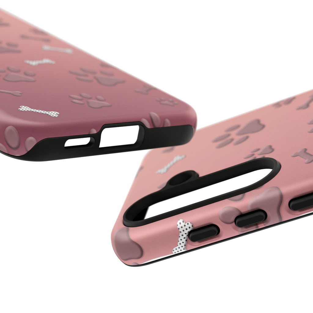 iPhone & Samsung Phone Case | Paw Print & Bone  | Dusty Rose Pattern Case for Frenchie Lovers
