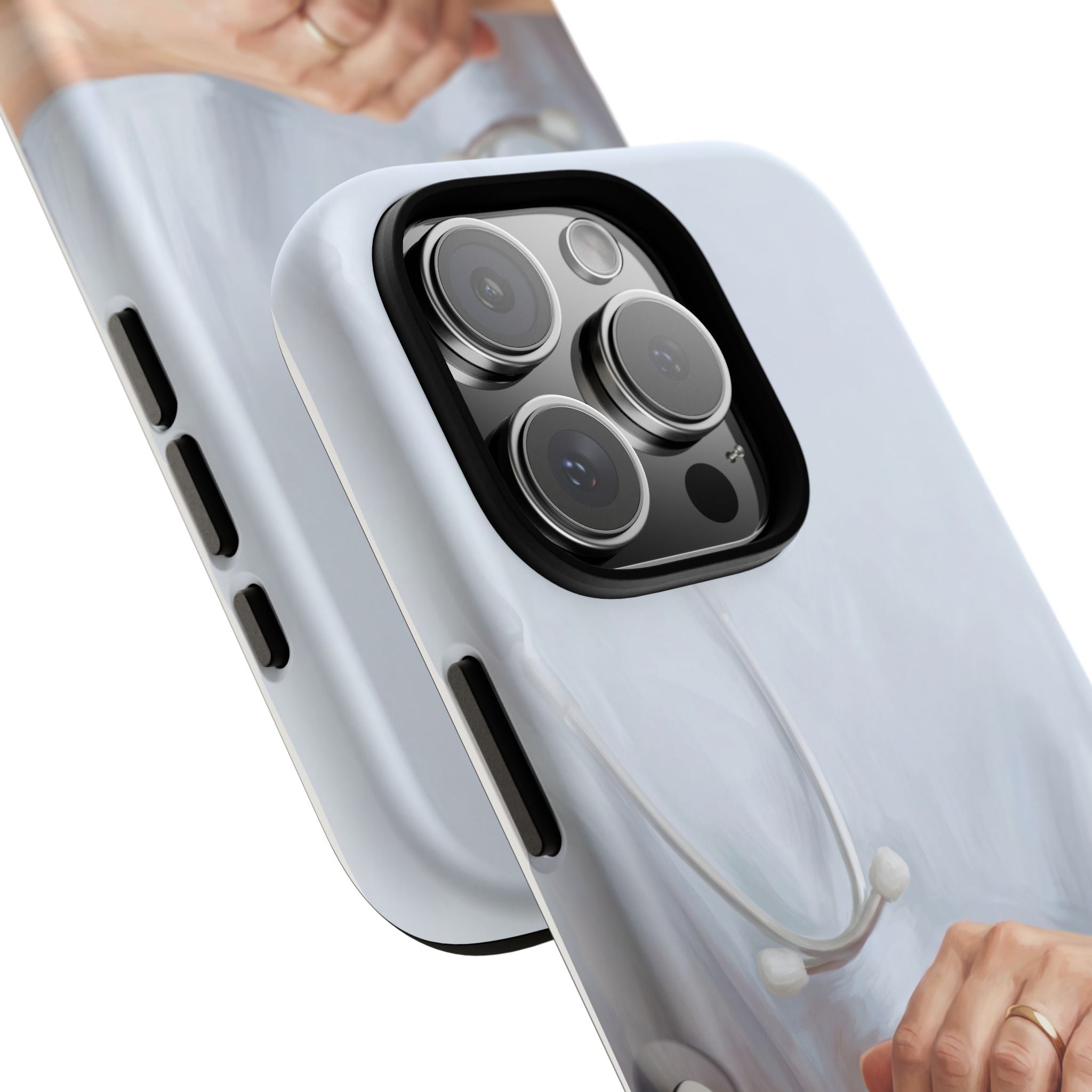 Nurse's Comforting Hands Phone Case | Caring Hands & Stethoscope Illustration | iPhone & Samsung